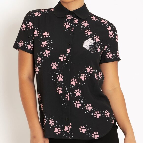 Blackmilk Tops - Blackmilk Cat Paws Button Up Shirt